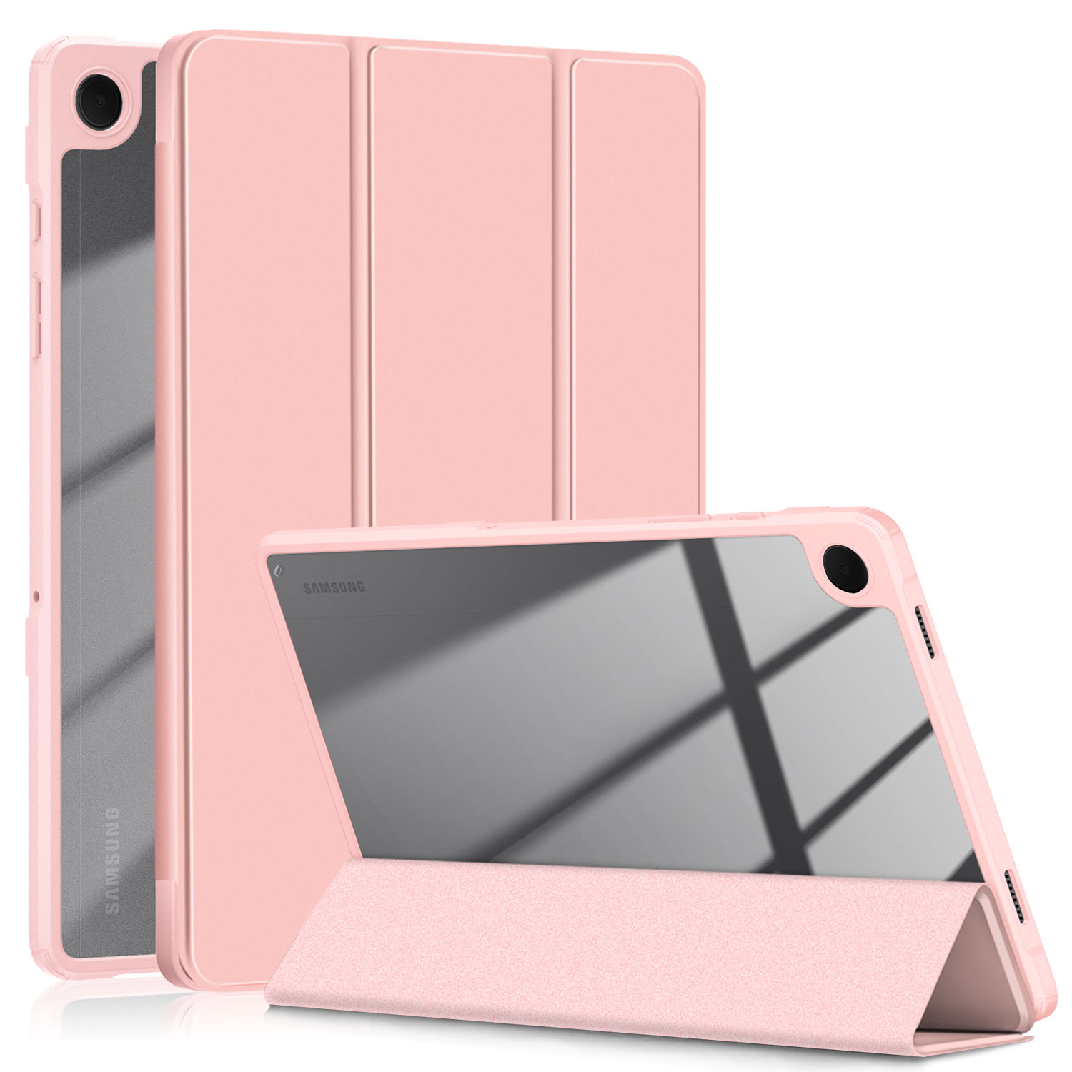 Husa Ultra Slim premium, Natty Pell, pentru Samsung Galaxy Tab A9+Plus (2023) 11" - Smart Cover cu spate dur transparent, Roz