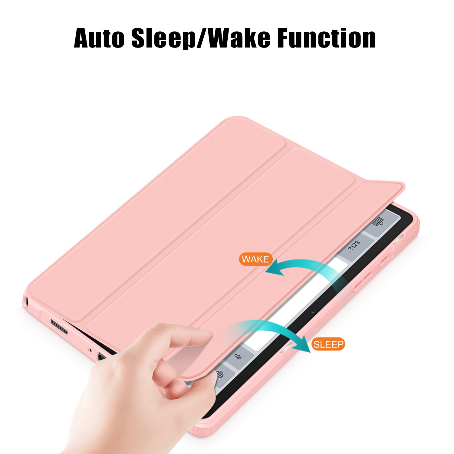 Husa Ultra Slim premium, Natty Pell, pentru Samsung Galaxy Tab A9+Plus (2023) 11" - Smart Cover cu spate dur transparent, Roz