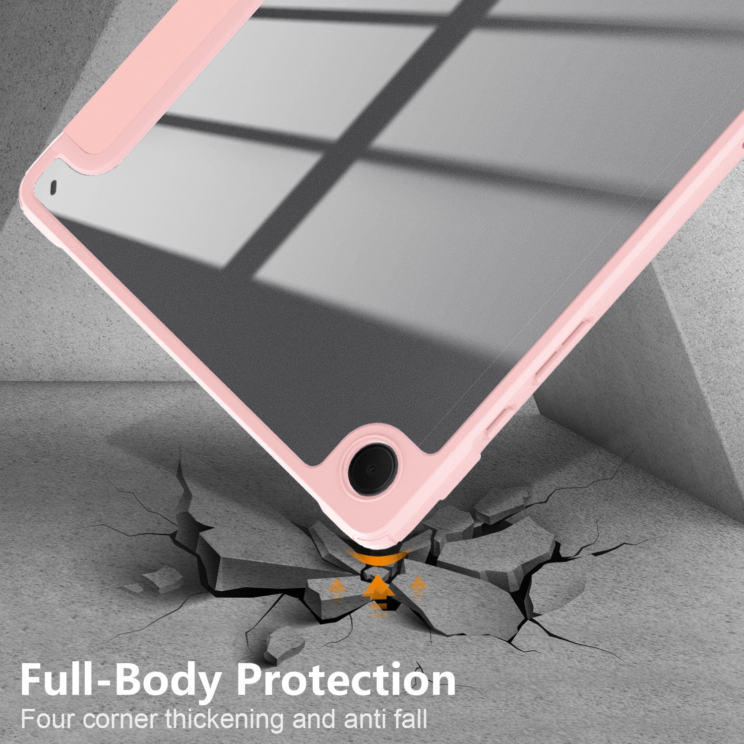 Husa Ultra Slim premium, Natty Pell, pentru Samsung Galaxy Tab A9+Plus (2023) 11" - Smart Cover cu spate dur transparent, Roz