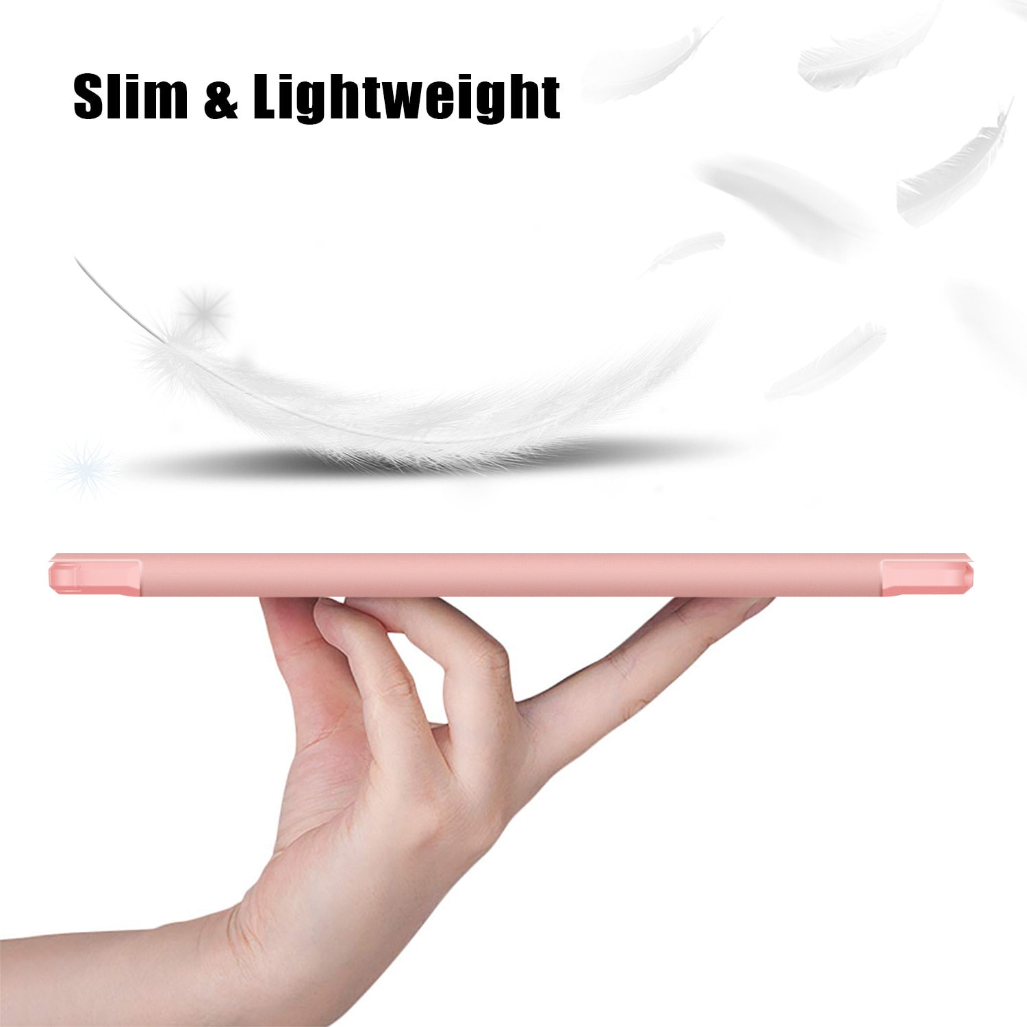 Husa Ultra Slim premium, Natty Pell, pentru Samsung Galaxy Tab A9+Plus (2023) 11" - Smart Cover cu spate dur transparent, Roz