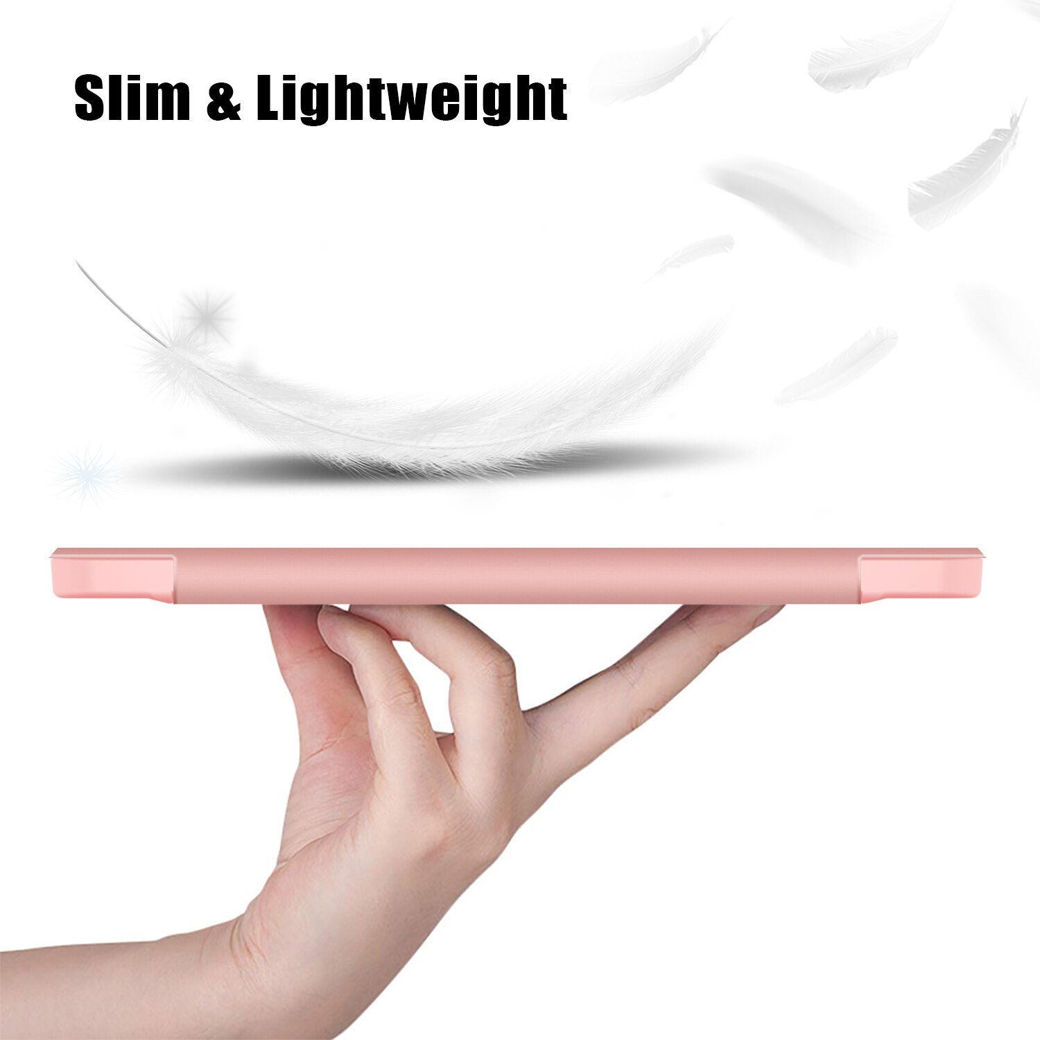 Husa Ultra Slim premium, Natty Pell, pentru Samsung Galaxy Tab A9 (2023) 8.7" - Smart Cover cu spate dur transparent, Roz
