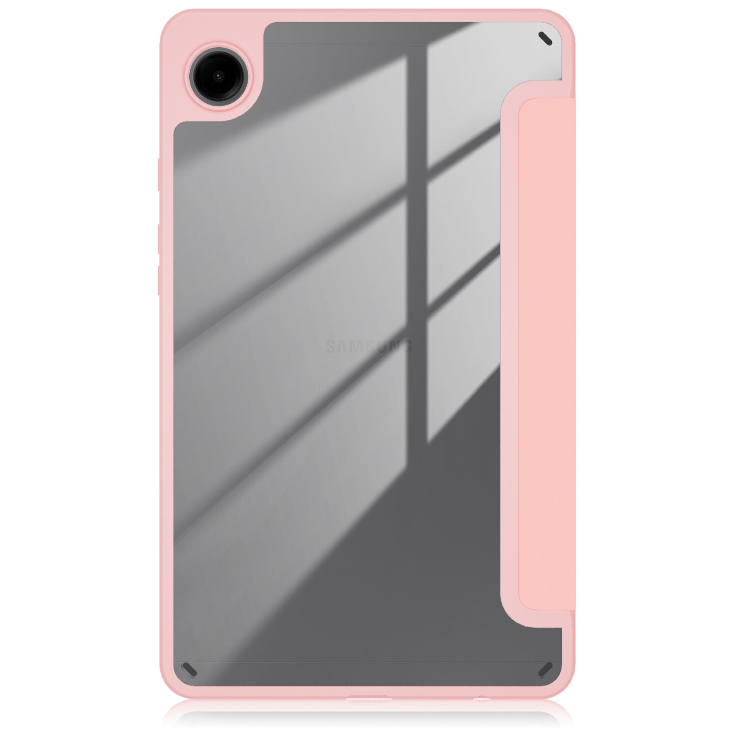 Husa Ultra Slim premium, Natty Pell, pentru Samsung Galaxy Tab A9 (2023) 8.7" - Smart Cover cu spate dur transparent, Roz