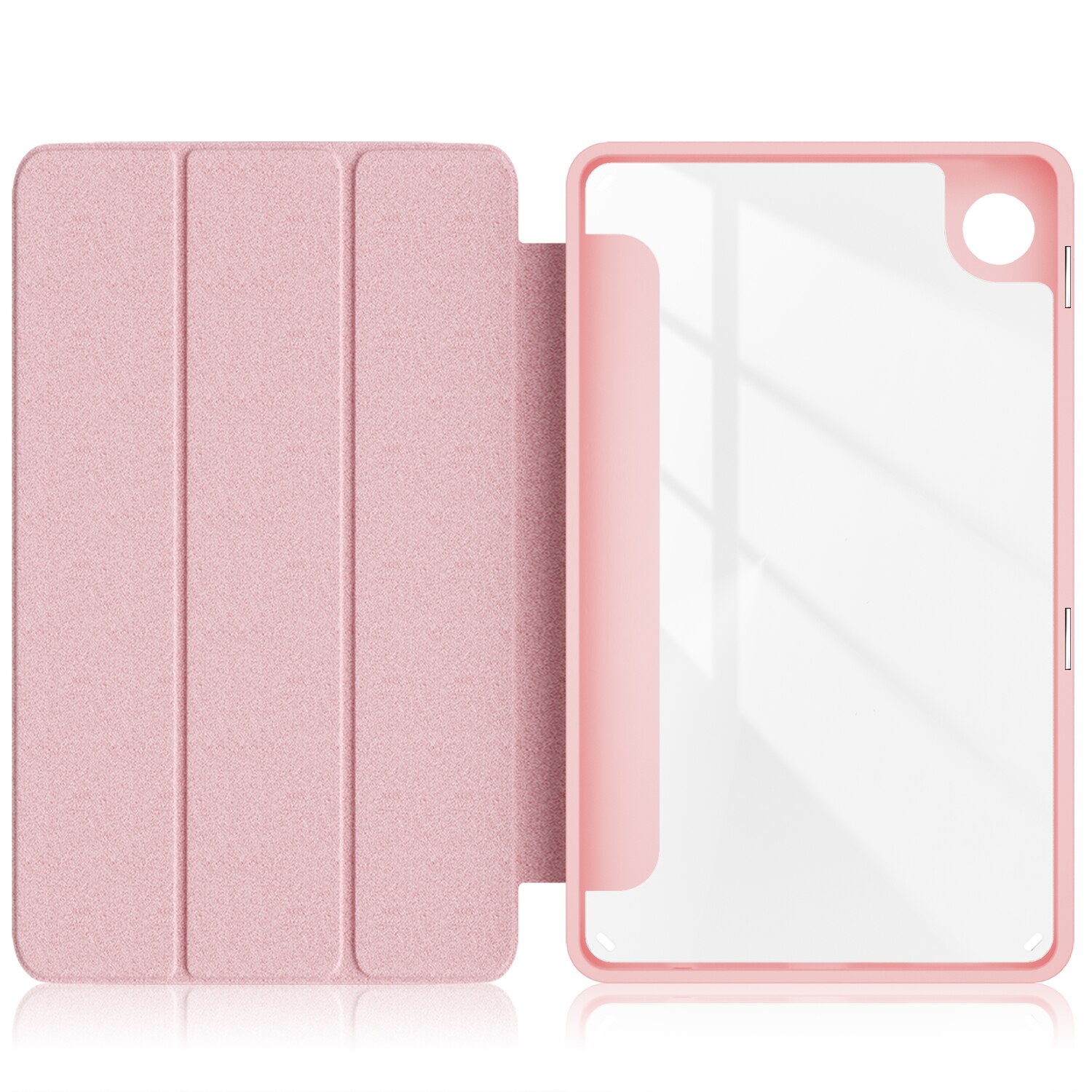 Husa Ultra Slim premium, Natty Pell, pentru Samsung Galaxy Tab A9 (2023) 8.7" - Smart Cover cu spate dur transparent, Roz