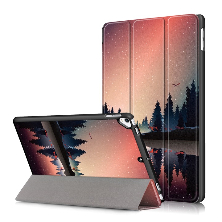 Husa Natty Pell Ultra Slim Smart Cover Premium pentru Apple iPad 9 (2021) / iPad 8 (2020) / iPad 7 (2019) - Forest