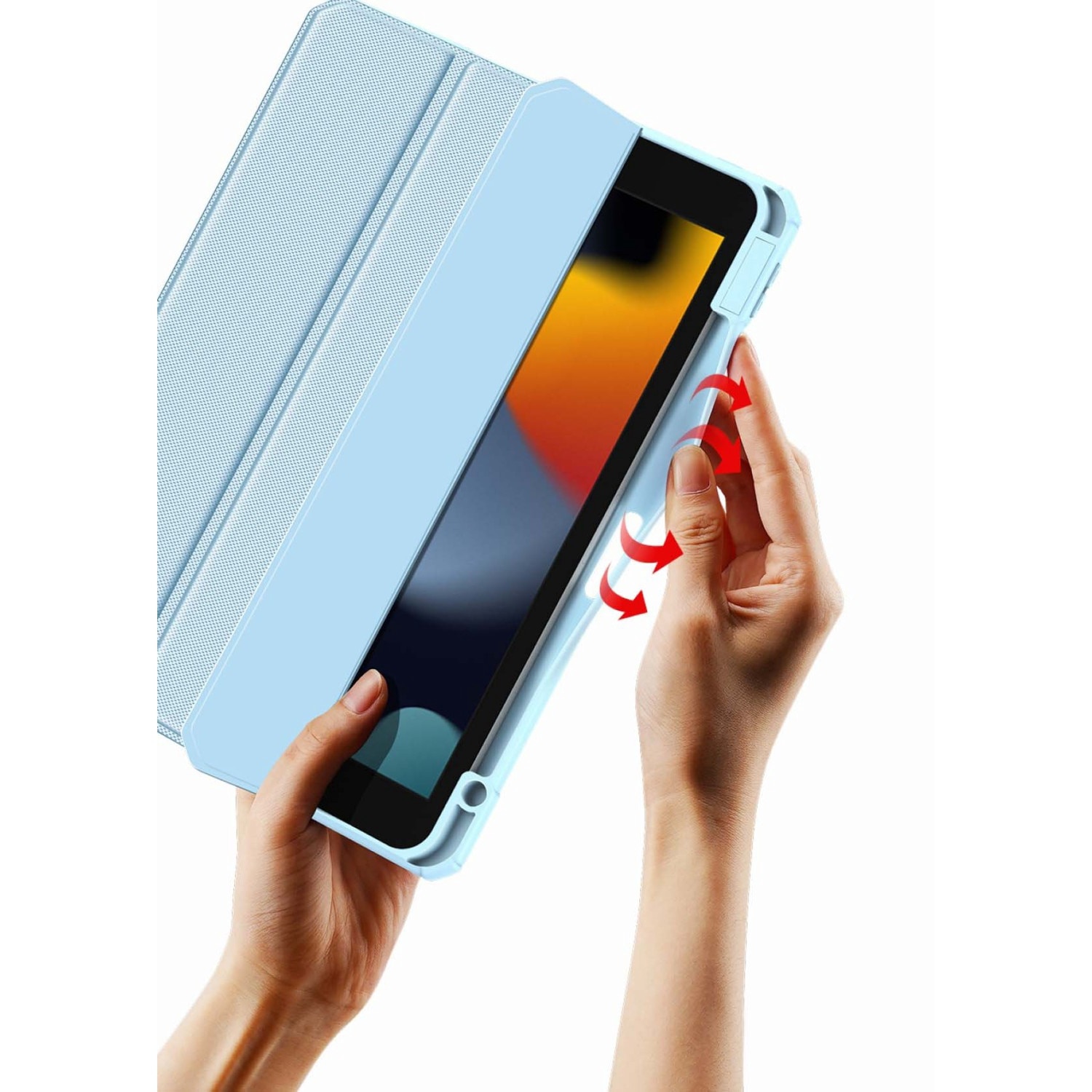 Husa premium pentru tableta Xiaomi Pad 6 / Pad 6 Pro, 11 Inch, Sigloo, interior de piele sintetica, cu suport Smart Pen, spatele din policarbonat transparent, Blue