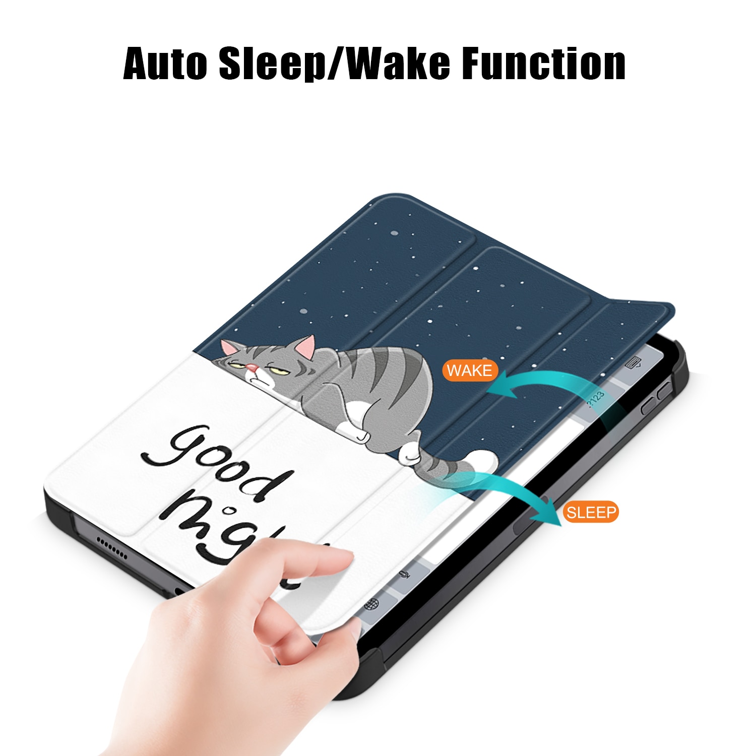 Husa de protectie premium Natty Pell, Compatibila Apple iPad 10 (2022), 10.9", Cats good night