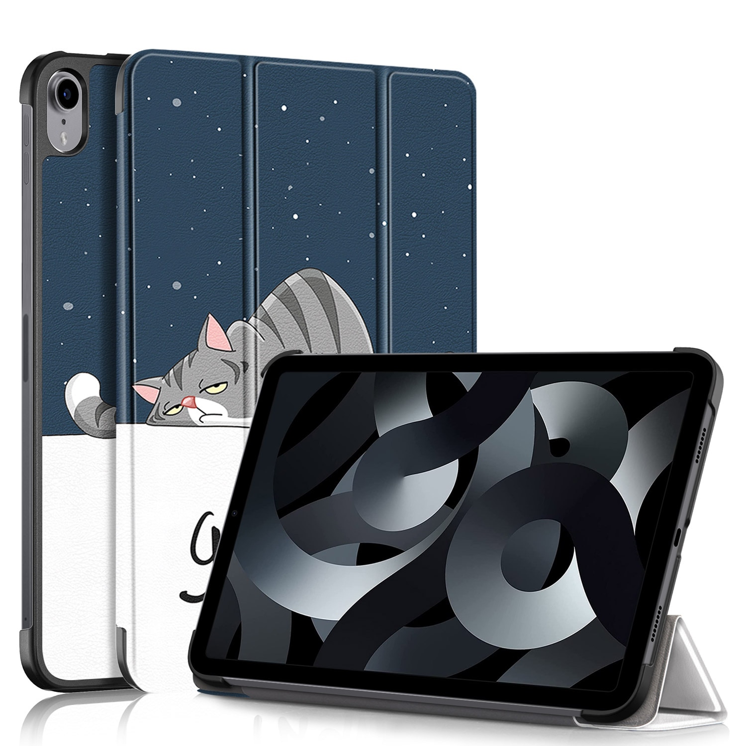 Husa de protectie premium Natty Pell, Compatibila Apple iPad 10 (2022), 10.9", Cats good night