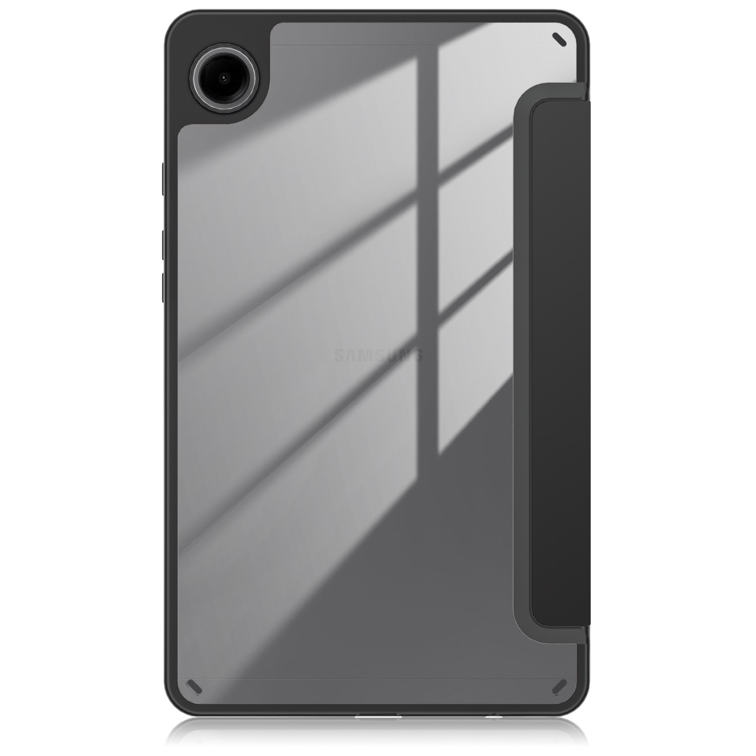 Husa Ultra Slim premium, Natty Pell, pentru Samsung Galaxy Tab A9 (2023) 8.7" - Smart Cover cu spate dur transparent, Negru