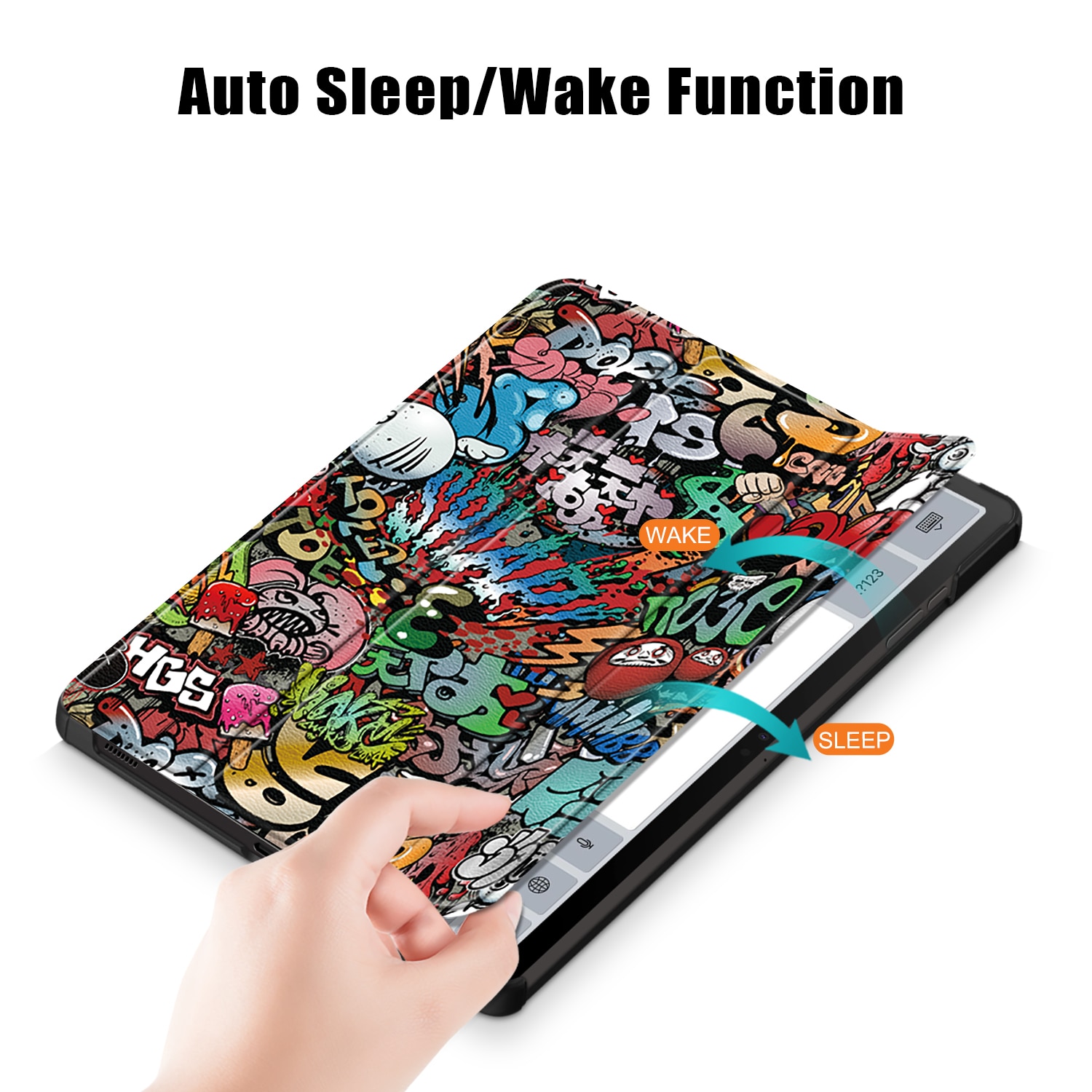 Husa de protectie premium Natty Pell, compatibila cu Samsung Galaxy Tab S9/S9 FE (SM-X710/SM-716B/SM-X718U) - Graffiti