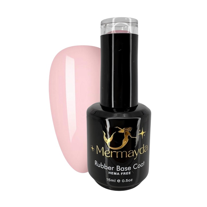 Oja Semipermanenta Rubber Base, Hema Free, Mermayda Princess Style, Roz, 15ml