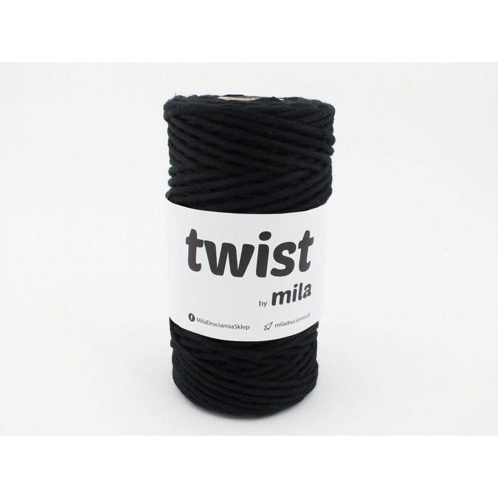 Textilszál, Sznur Twist, 3 mm, fekete