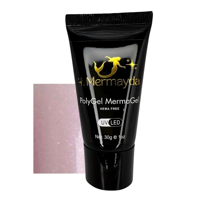 PolyGel, AcrylGel, Hema Free, Mermayda Sparkle Up, Pink glitter, 30gr