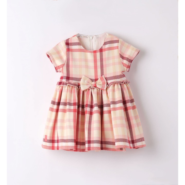Карирана рокля за момиченца, Minibanda, 3.7751, розово/бежово
