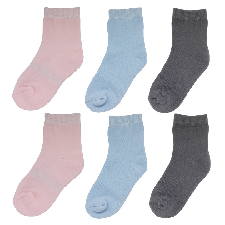 Sayoyo, Детски чорапи - 6 чифта, Розово/Светлосин/Сив