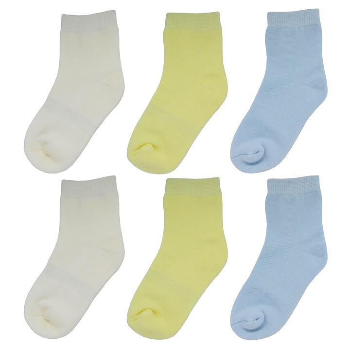 Sayoyo, Детски чорапи - 6 чифта, Бял/Жълт/Светлосин