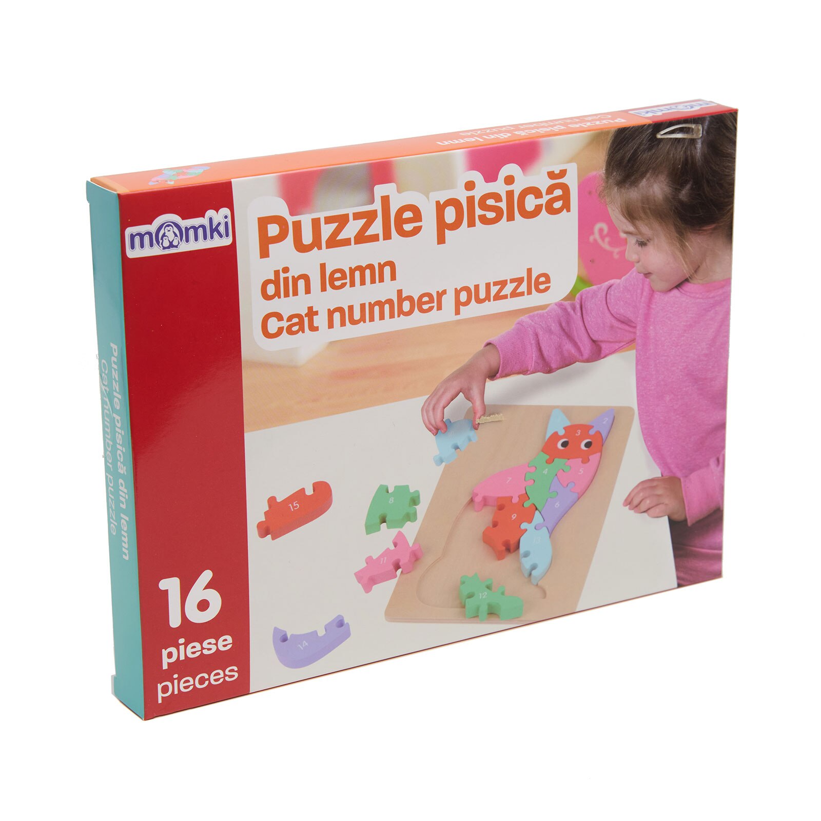 Puzzle din lemn Momki - Pisica, 16 piese