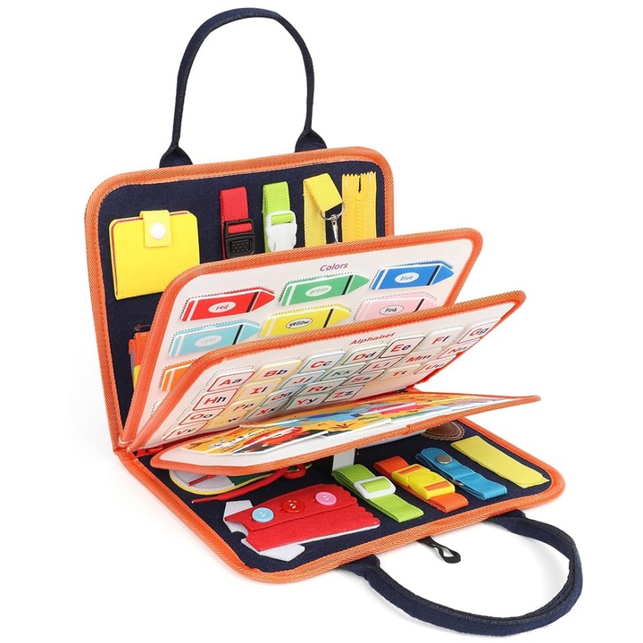 Монтесори образователна играчка за деца, текстилна сензорна книжка с многоцветни и интерактивни елементи, чанта с многофункционални страници, идеална за предучилищни занимания