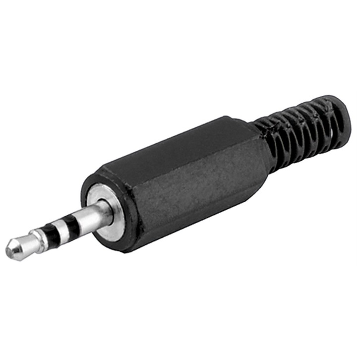 Conector jack/stereo, 2.5mm, Negru