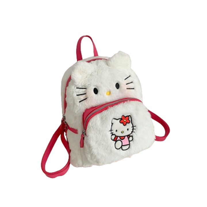 Rucsac Hello Kitty, plus moale, alb, 26 cm