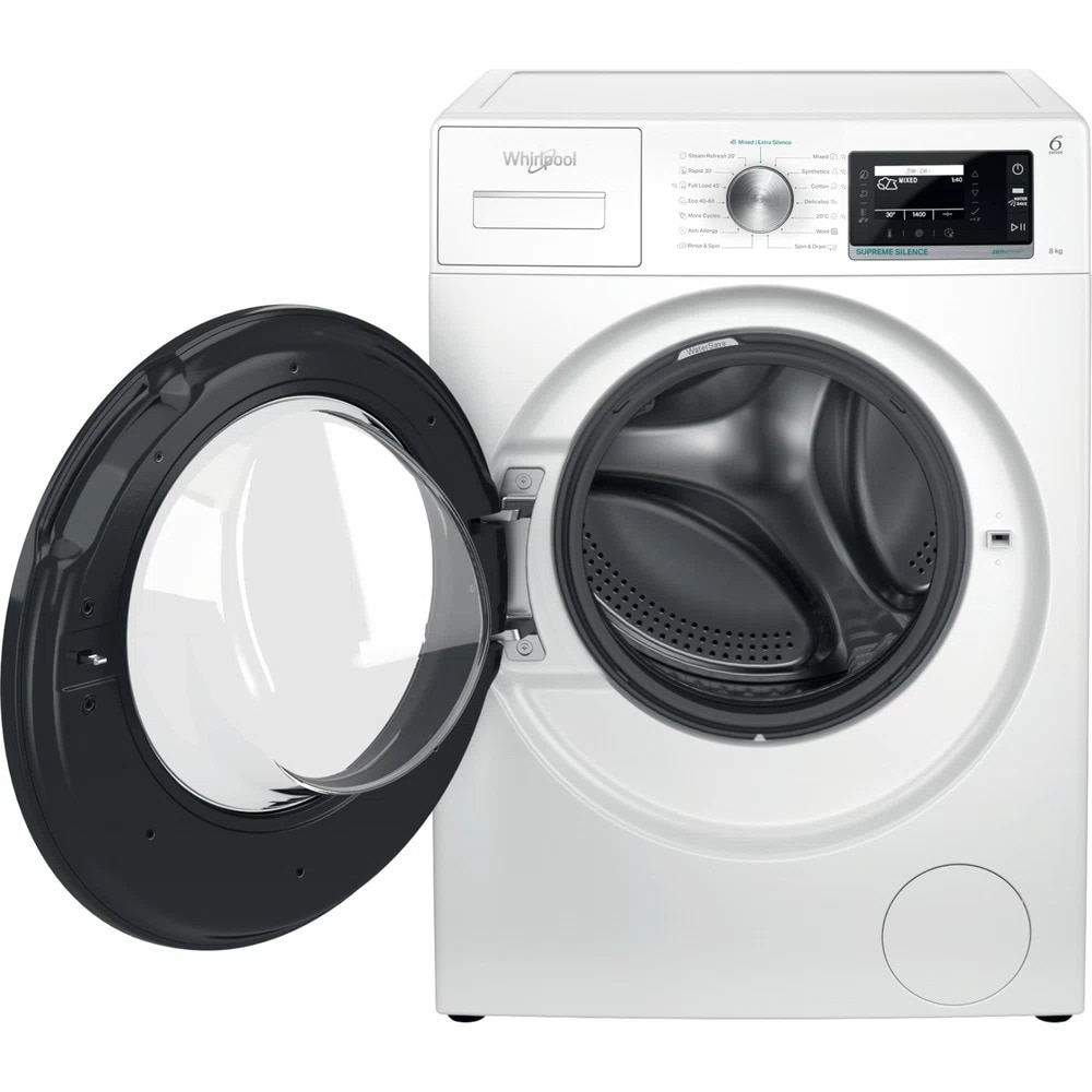 Masina de spalat rufe Whirlpool W7X 89 SILENCE EE, 8kg, 1400 rpm, Autodose, Steam Hygiene, Tehnologie al 6-lea Simt, Clasa A, Alb
