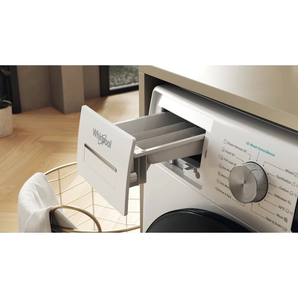Masina de spalat rufe Whirlpool W7X 89 SILENCE EE, 8kg, 1400 rpm, Autodose, Steam Hygiene, Tehnologie al 6-lea Simt, Clasa A, Alb
