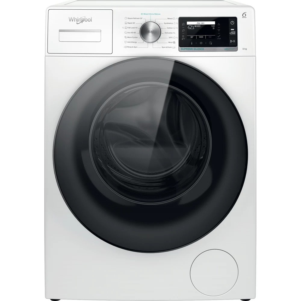 Masina de spalat rufe Whirlpool W7X 89 SILENCE EE, 8kg, 1400 rpm, Autodose, Steam Hygiene, Tehnologie al 6-lea Simt, Clasa A, Alb