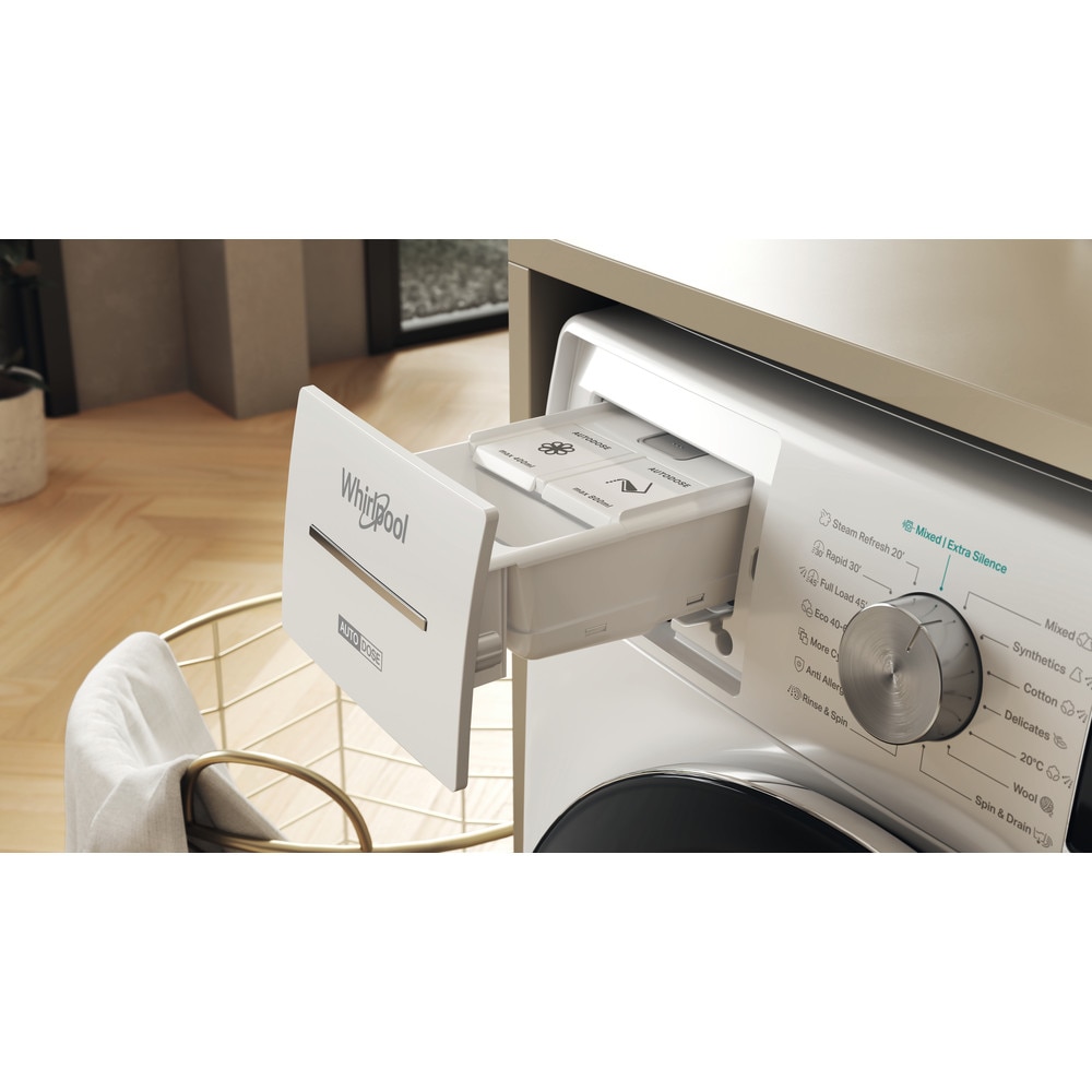 RESIGILAT: Masina de spalat rufe Whirlpool W8X 89AD SILENCE EE, 8 kg, 1400 rpm, FreshCare+, Autodose, Steam Hygiene, Tehnologie al 6-lea Simt, Clasa A, Alb