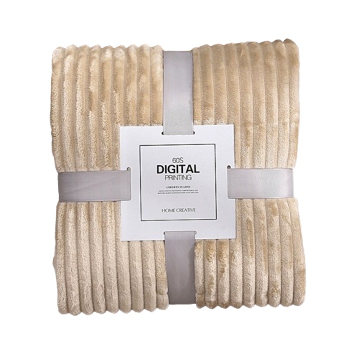 Patura decorativa moale, Fleece, Kaki