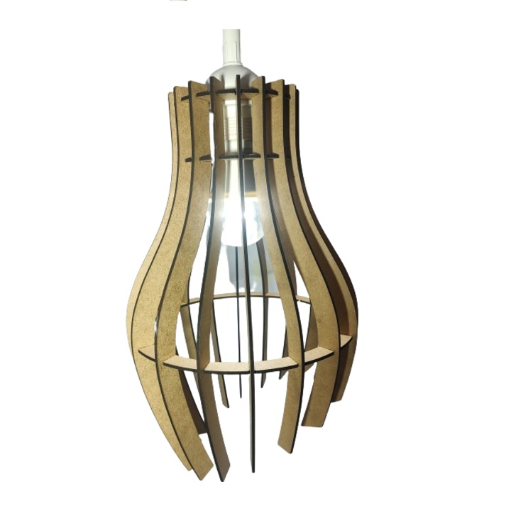 Lampa pendul asimetrica, mdf 2,5mm, E27, Lowrider, 44x22x22 cm