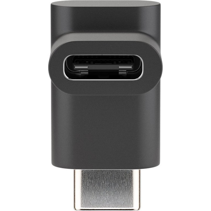 Adaptor USB-C la USB-C unghi 90 grade, transfer date 5 Gbit/s, negru