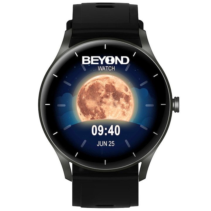 Смарт часовник BEYOND Watch Moon 2 Series, черен силикон