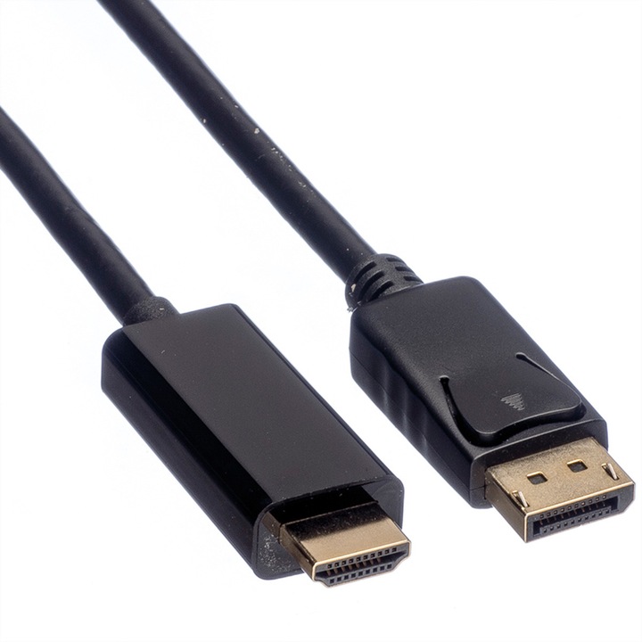 DisplayPort/HDMI kábel, tekercs, M/M, 2m, fekete