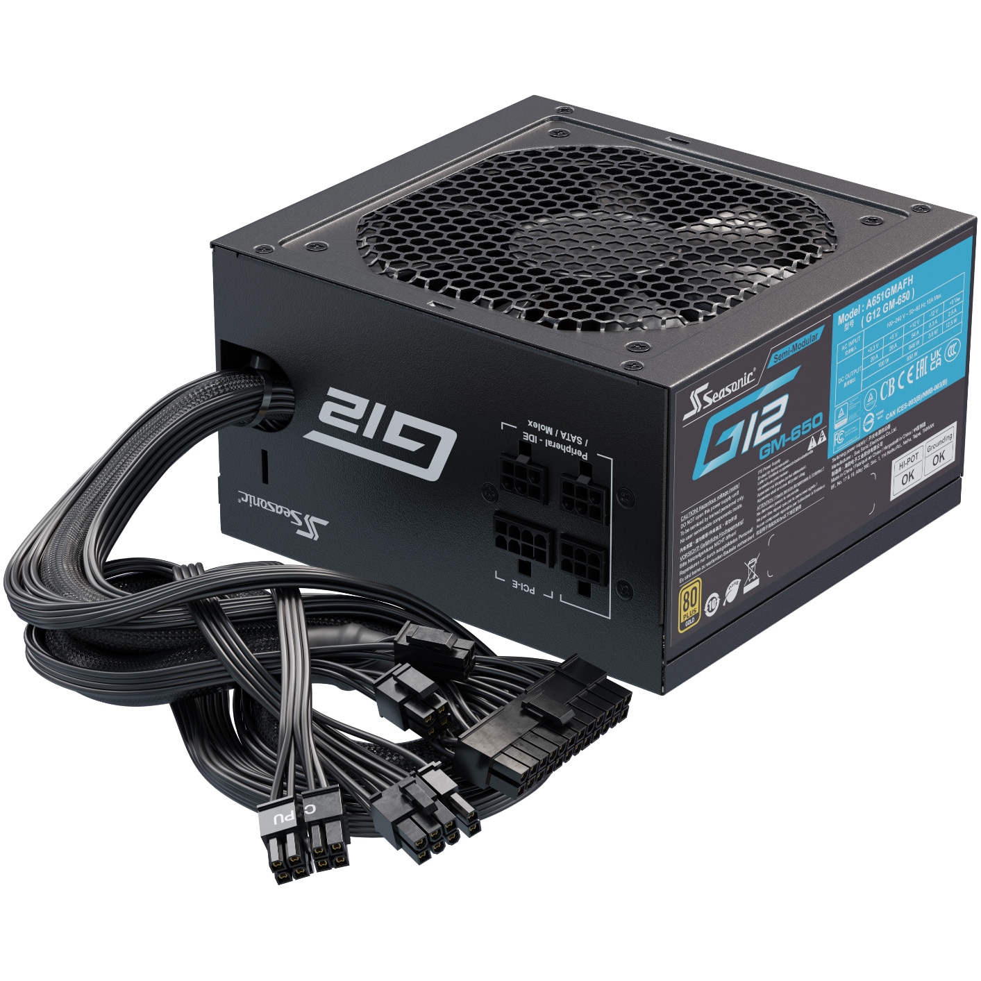 Sursa Seasonic G12 GM-650 (2024), 650W, 80+ Gold, Semi Modulara