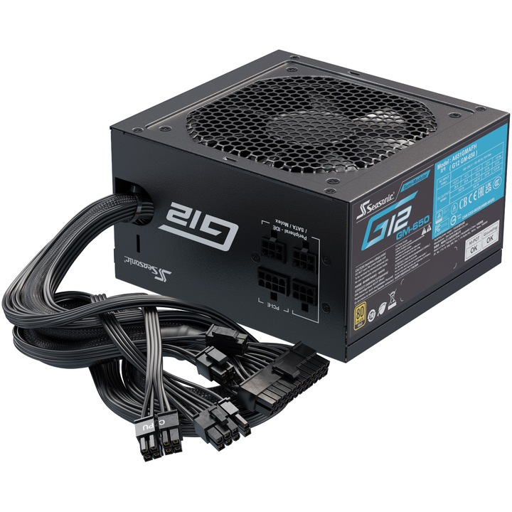 Захранващ блок Seasonic G12 GM-650 (2024), 650W, 80+ Gold, Полу модулен, Черен SSR-650FM