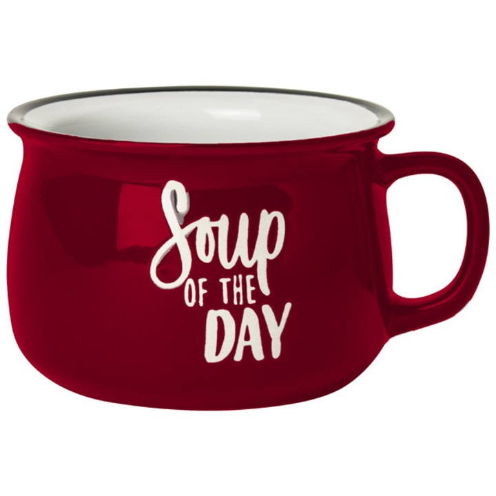Cana pentru supa, Gusta, Ceramica, 500 ml, Rosu
