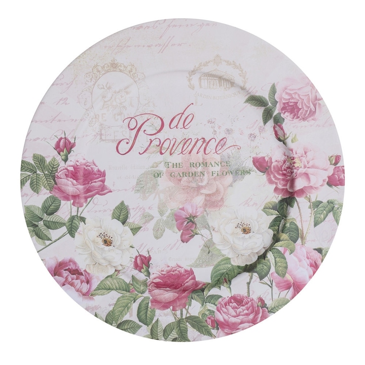 Tava metalica, 33 cm, Alb/Roz