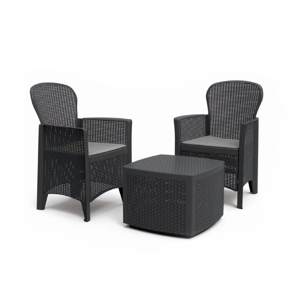 Set gradina/terasa, Progarden, TREE, 3 piese, polipropilena, antracit, 2 scaune 59x57x85.5 cm, masa 53x53x40 cm