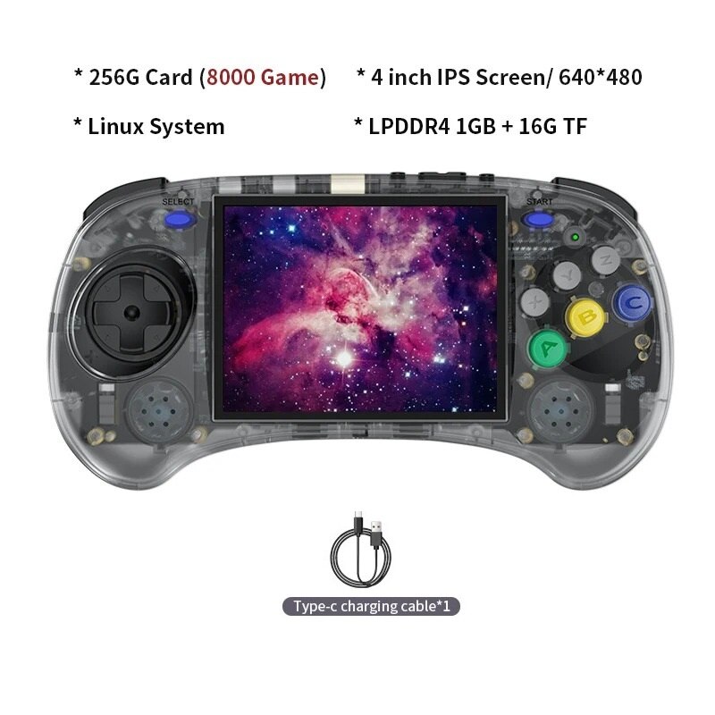 Consola portabila, STELS, Display IPS, Quad Core, 272 GB, 8000 de jocuri, Gri