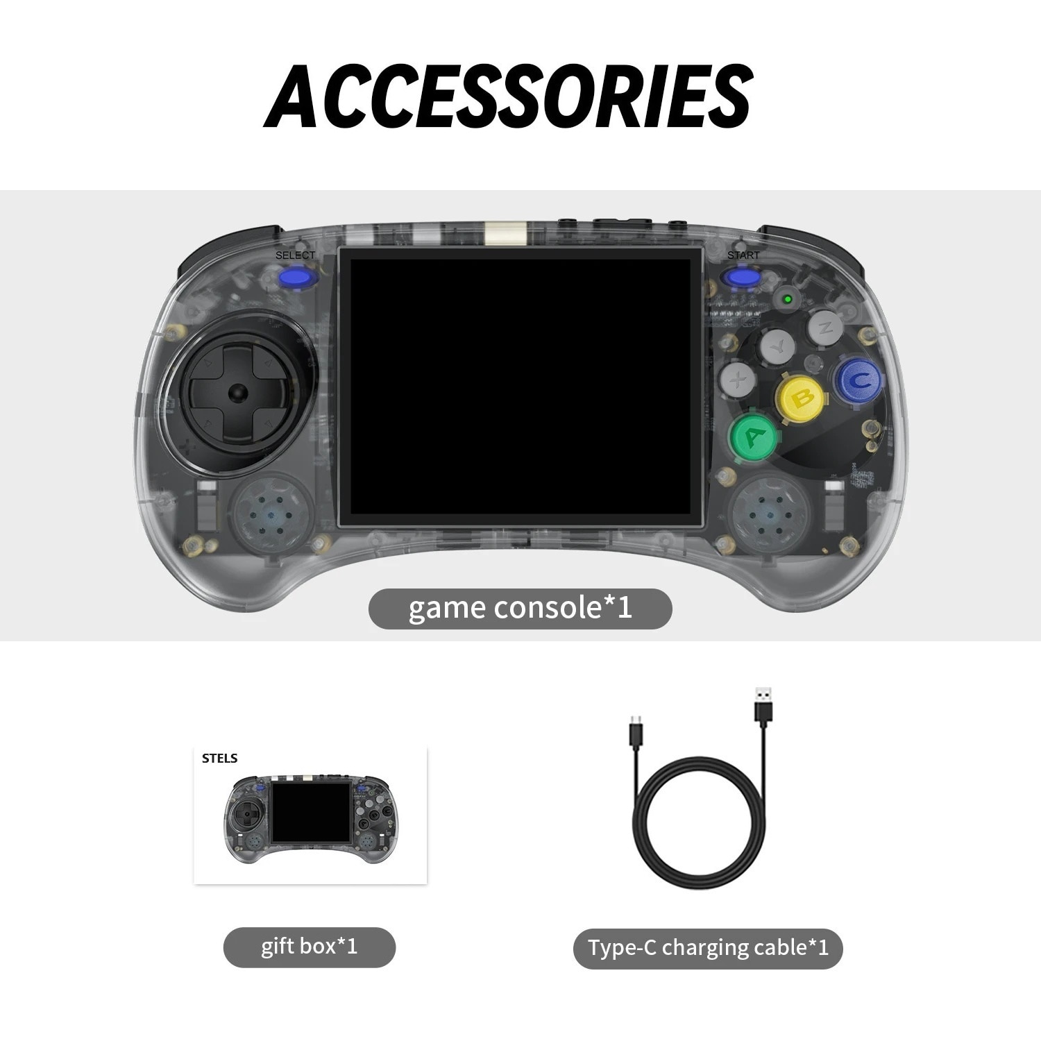 Consola portabila, STELS, Display IPS, Quad Core, 272 GB, 8000 de jocuri, Gri