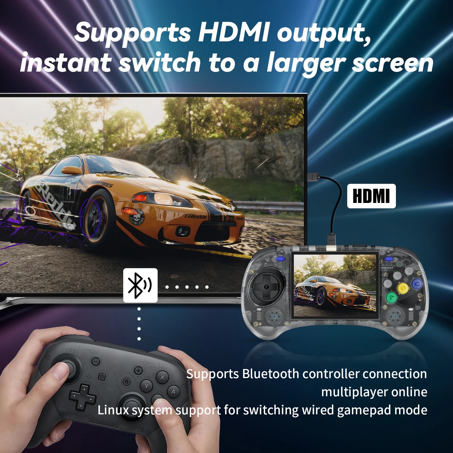 Consola portabila, STELS, Display IPS, Quad Core, 272 GB, 8000 de jocuri, Gri