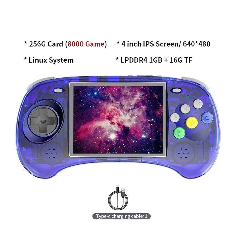 Consola portabila, STELS, Display IPS, Quad Core, 272 GB, 8000 de jocuri, Albastru