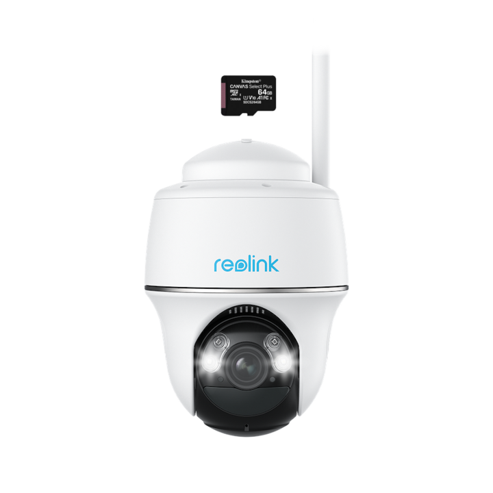Reolink Argus PT Ultra 4K / 8MP камера за наблюдение, WIFI, акумулаторна батерия, разпознаване на човек/превозно средство, 360 градусов изглед, 64 GB MicroSD карта