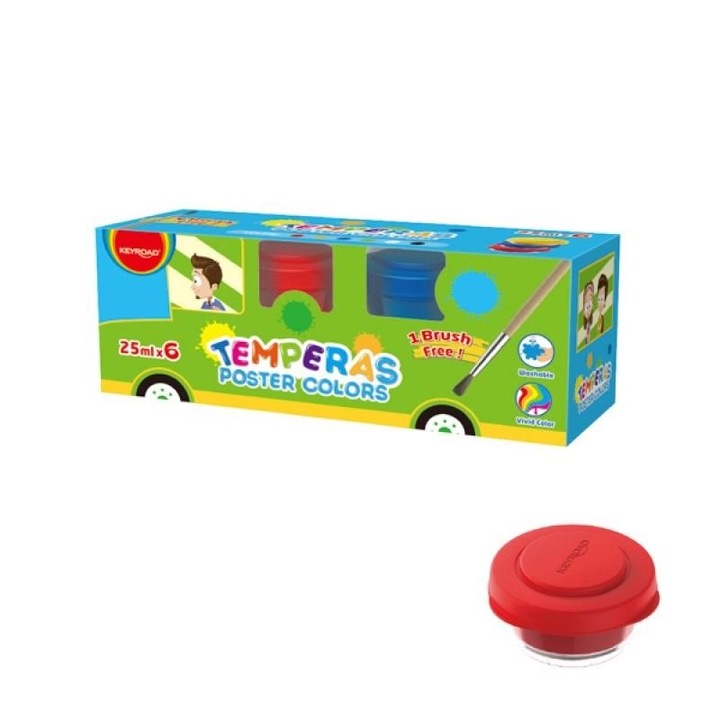 Akvarell készlet, Keyroad, 6 szín, 6x25ml
