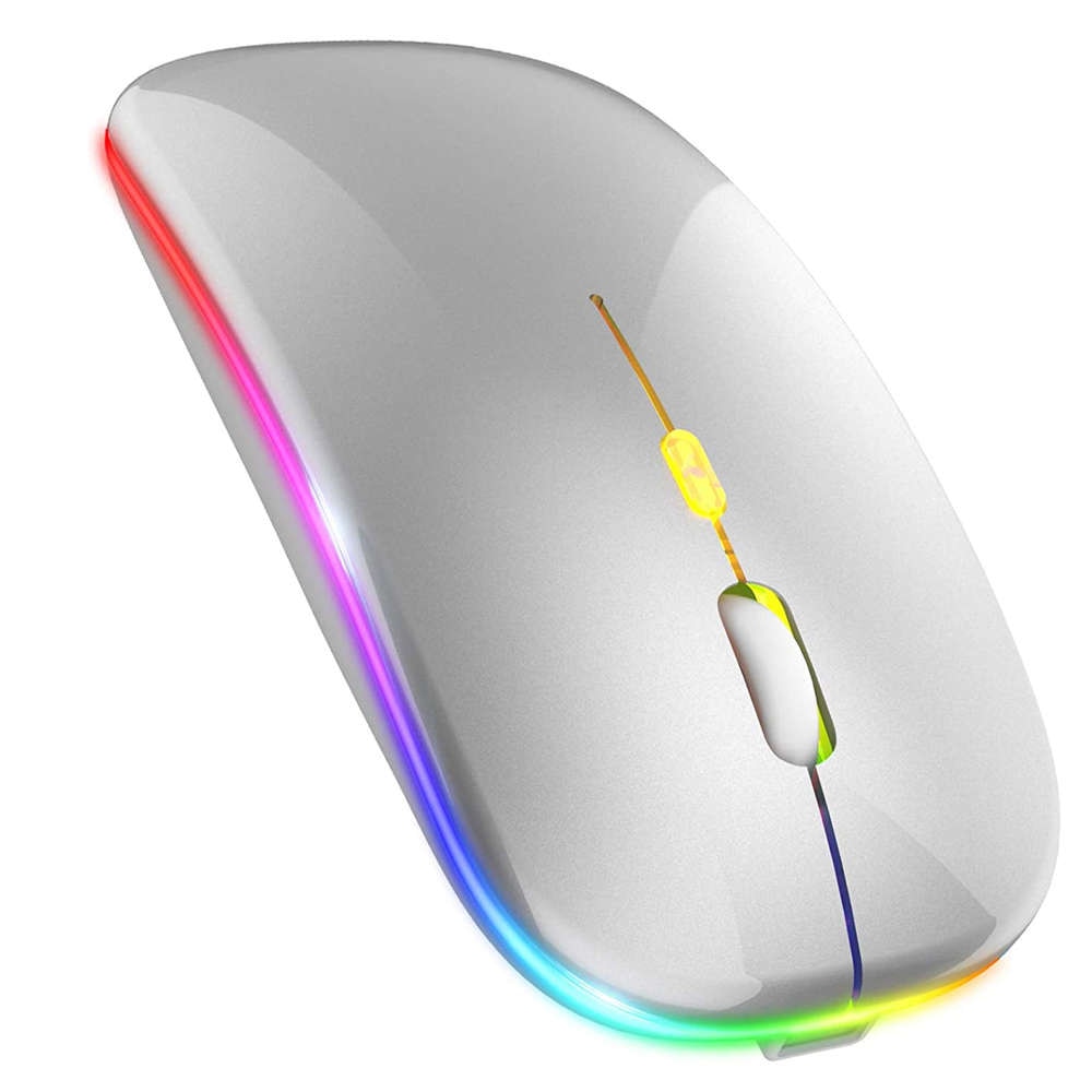 Тънка безжична мишка безшумен RGB със зареждане 1600DPI за компютър и ...