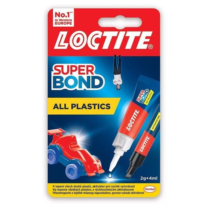 Секундно лепило LOCTITE Super Bond All Plastics, 2g, опаковка 3 бр
