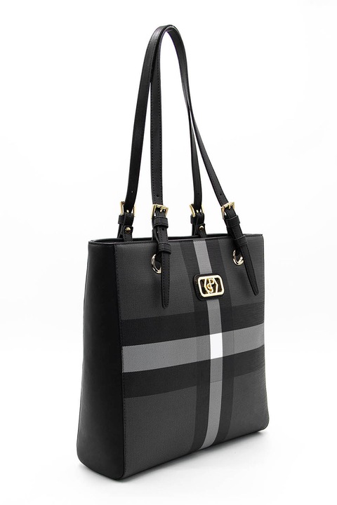 Silver&Polo, Geanta de piele ecologica, Gri inchis