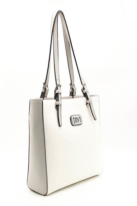 Silver&Polo, Geanta shopper cu barete ajustabile, Alb murdar