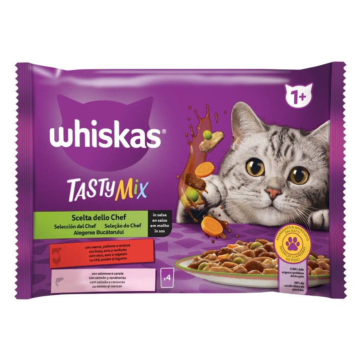 Hrana umeda pentru pisici Whiskas, Tasty Mix Creamy Creations, 4 x 85 g