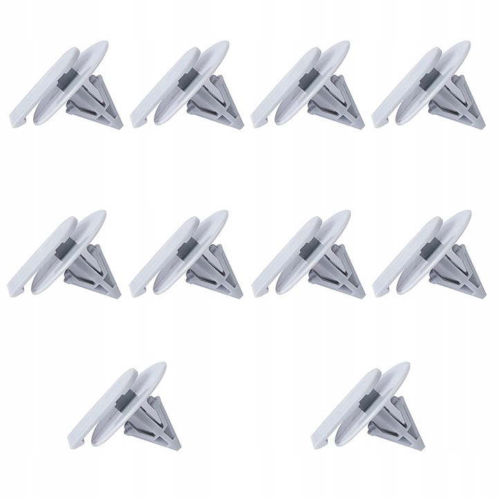 10 db-os klipszkészlet, Mini Cooper 2001-2015, Clubman 2006-2010, One 2001-2015, sárvédő szalag, műanyag, szürke