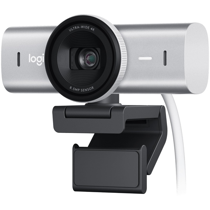 Уеб камера Logitech MX Brio, 4K/30fps, Ultra HD, Advanced Autofocus, Privacy Shutter, Pale Grey